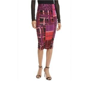 Fuzzi Patchwork Print Ruched Midi Skirt Size XXS